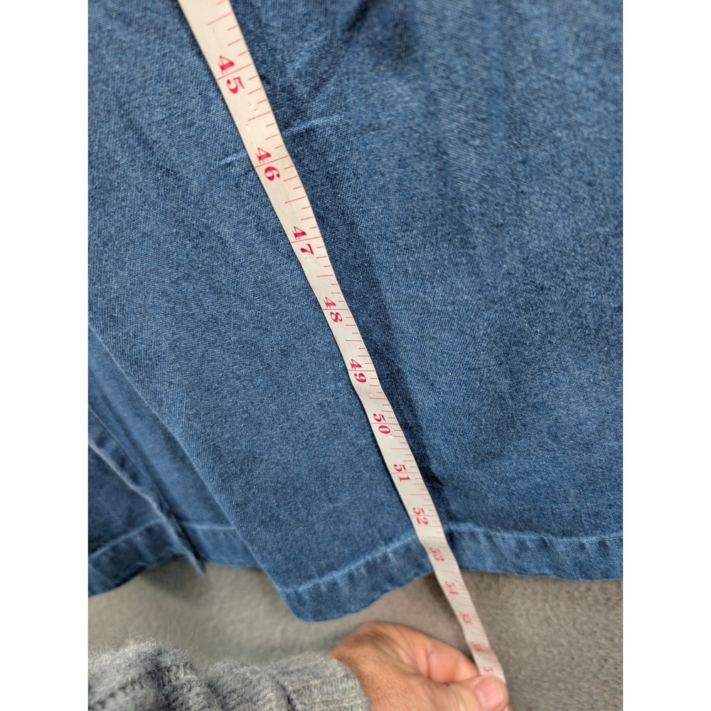 Vermont Country Store Denim Sleeveless Midi Dress XL Blue Cotton Pintuck Jumper - Picture 9 of 12